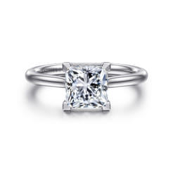 Aure - 14K White Gold Princess Cut Solitaire Diamond Engagement Ring