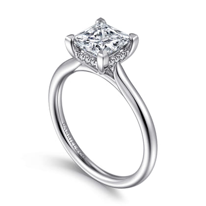 Aure - 14K White Gold Princess Cut Solitaire Diamond Engagement Ring