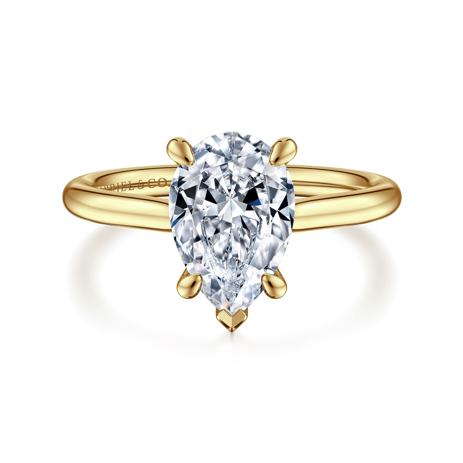 Aure - 14K Yellow Gold Pear Shape Solitaire Diamond Engagement Ring