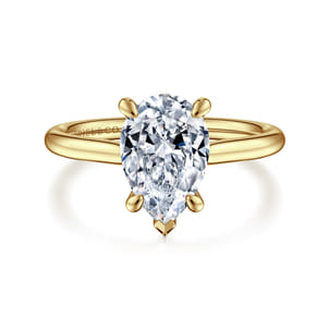Aure - 14K Yellow Gold Pear Shape Solitaire Diamond Engagement Ring