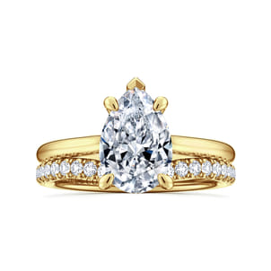 Aure - 14K Yellow Gold Pear Shape Solitaire Diamond Engagement Ring
