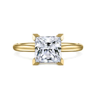 Aure - 14K Yellow Gold Princess Cut Solitaire Diamond Engagement Ring