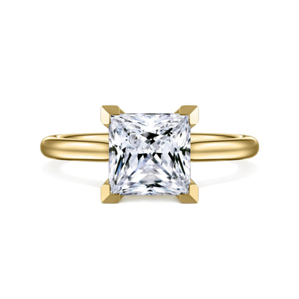 Aure - 14K Yellow Gold Princess Cut Solitaire Diamond Engagement Ring