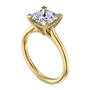 Aure - 14K Yellow Gold Princess Cut Solitaire Diamond Engagement Ring