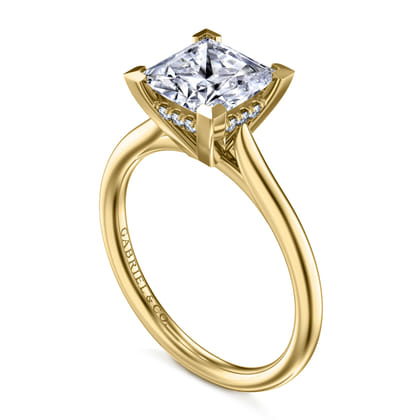 Aure - 14K Yellow Gold Princess Cut Solitaire Diamond Engagement Ring