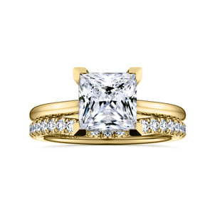 Aure - 14K Yellow Gold Princess Cut Solitaire Diamond Engagement Ring