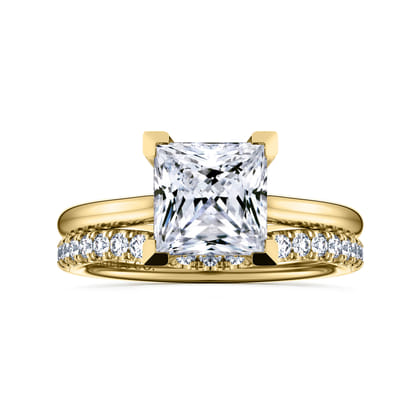 Aure - 14K Yellow Gold Princess Cut Solitaire Diamond Engagement Ring