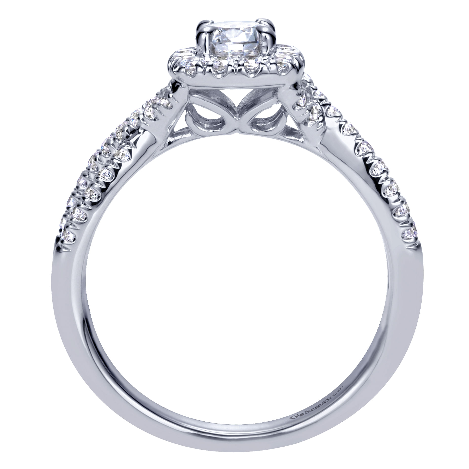 Aurelle - 14K White Gold Round Halo Complete Diamond Engagement Ring - 0.67 ct - Shot 2