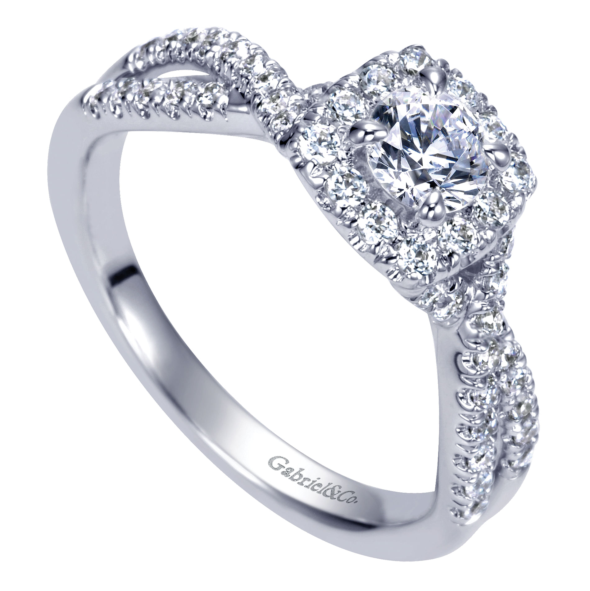 Aurelle - 14K White Gold Round Halo Complete Diamond Engagement Ring - 0.67 ct - Shot 3