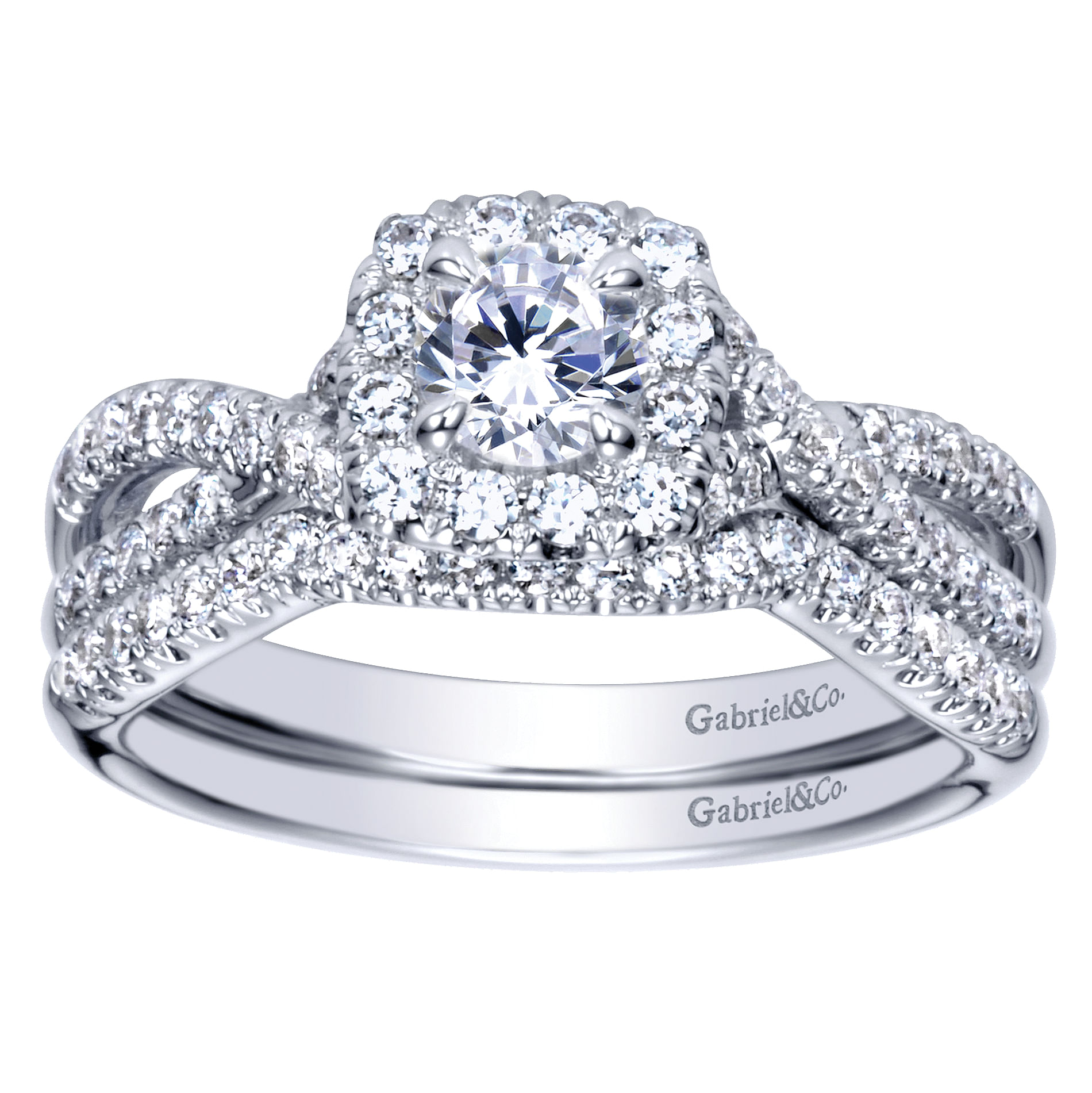 Aurelle - 14K White Gold Round Halo Complete Diamond Engagement Ring - 0.67 ct - Shot 4