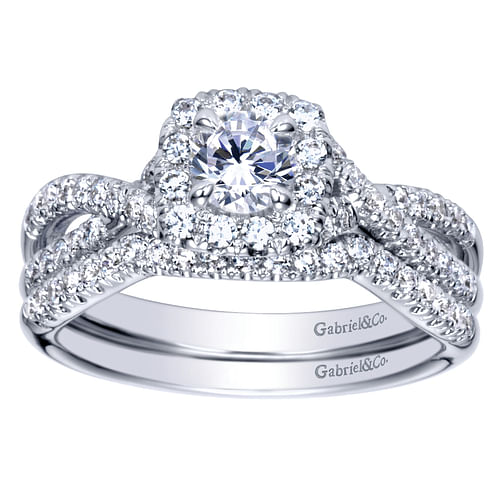 Aurelle - 14K White Gold Round Halo Complete Diamond Engagement Ring - 0.67 ct - Shot 4