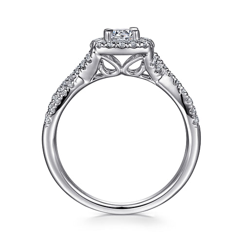 Aurelle - 14K White Gold Round Halo Diamond Engagement Ring - 0.38 ct - Shot 2