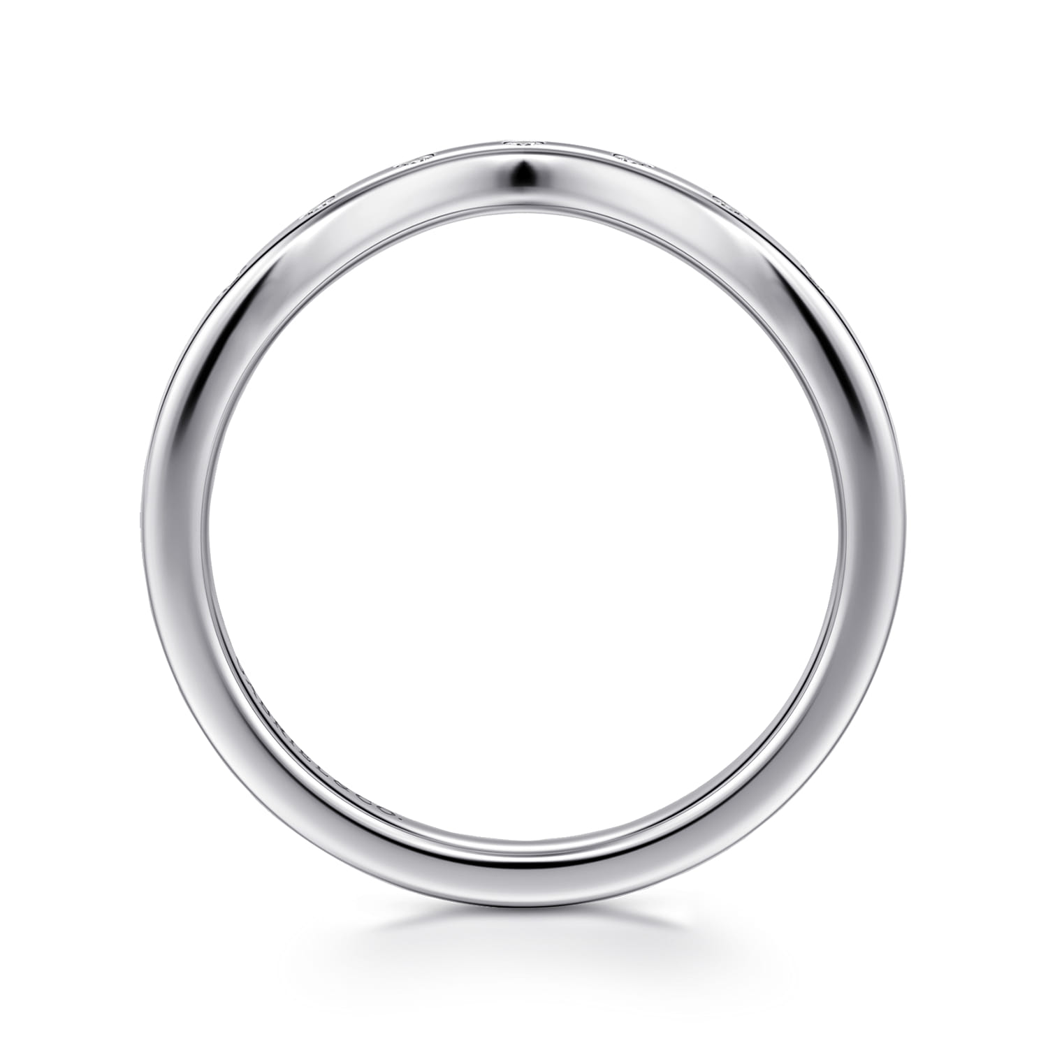 Curved Wedding Ring in 14k White Gold with Round Natural Diamond at Gabriel & Co. - Shot 2