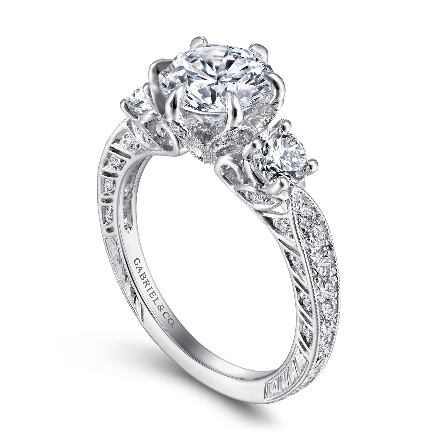 Aurna - 14K White Gold Diamond Engagement Ring