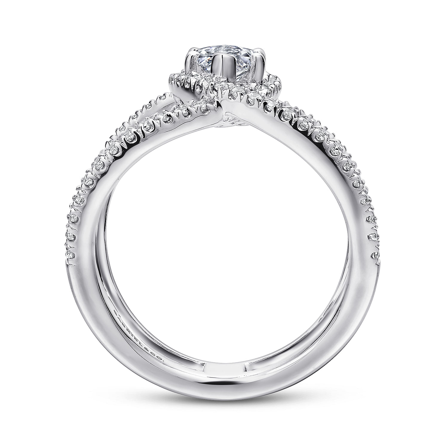 Aurora - 14K White Gold Marquise Halo Diamond Engagement Ring - 0.47 ct - Shot 2