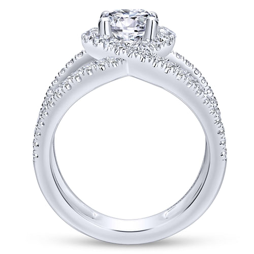 Aurora - 14K White Gold Round Halo Diamond Engagement Ring - 0.6 ct - Shot 2