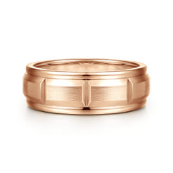 Austin - 14K Rose Gold 8mm Mens Wedding Band in Satin Finish