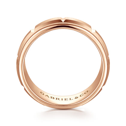 Austin - 14K Rose Gold 8mm Mens Wedding Band in Satin Finish