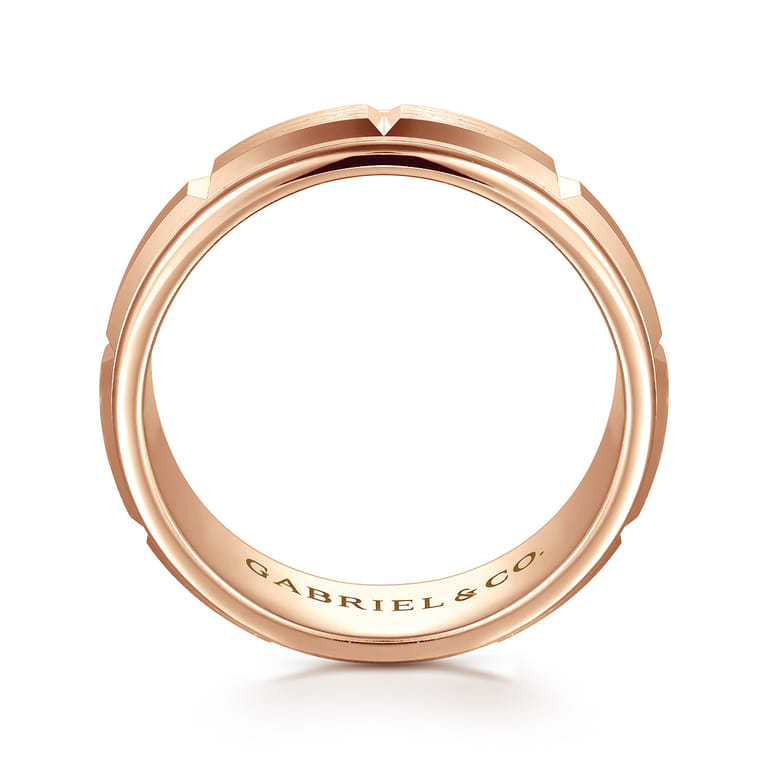 Austin - 14K Rose Gold 8mm Mens Wedding Band in Satin Finish - Shot 2
