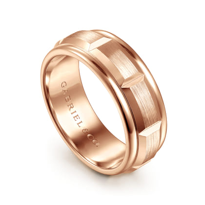 Austin - 14K Rose Gold 8mm Mens Wedding Band in Satin Finish