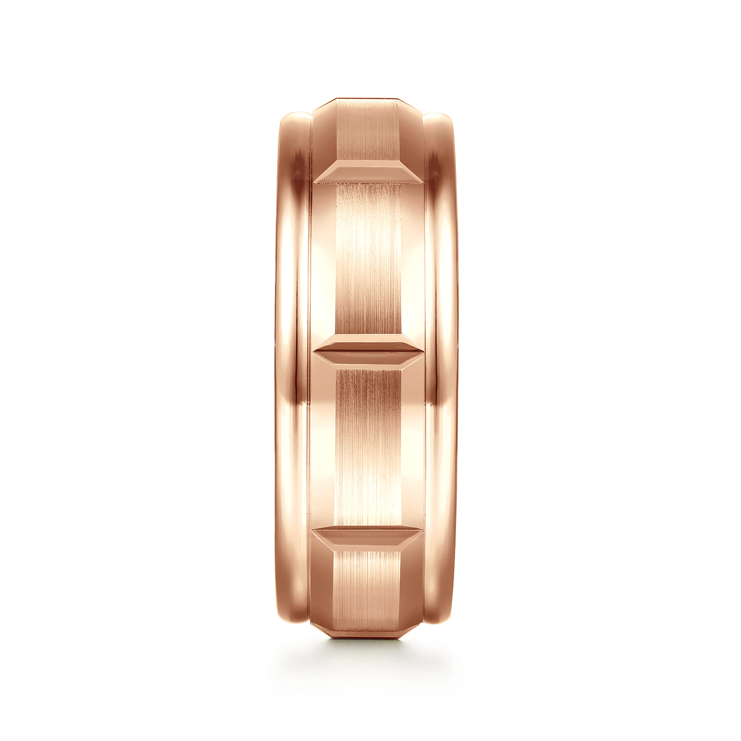 Austin - 14K Rose Gold 8mm Mens Wedding Band in Satin Finish - Shot 4