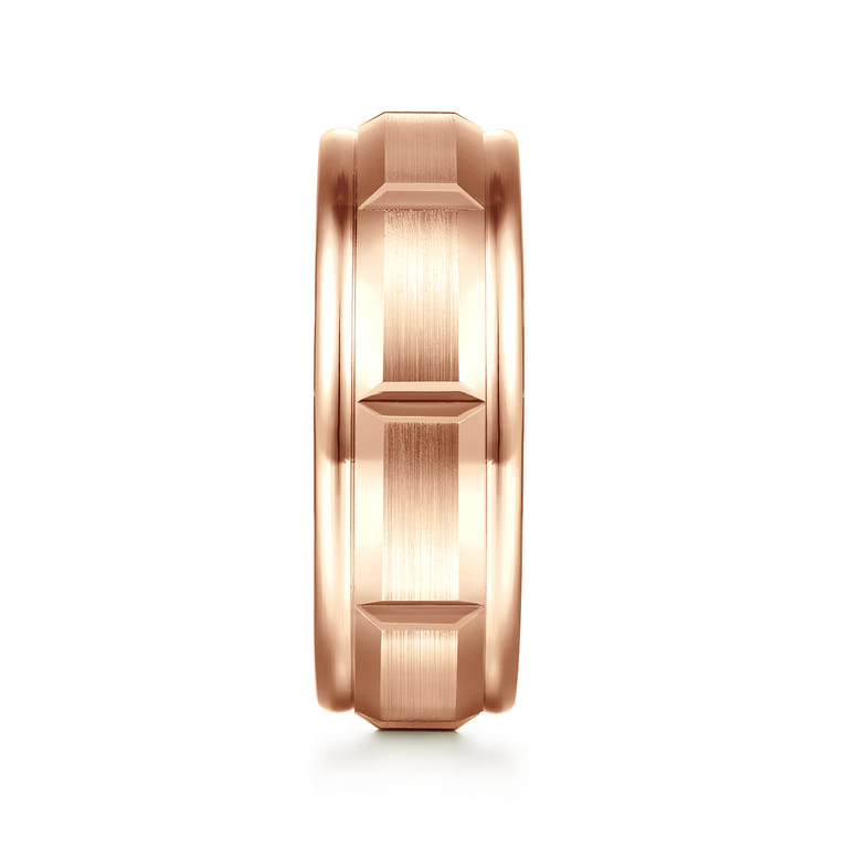 Austin - 14K Rose Gold 8mm Mens Wedding Band in Satin Finish - Shot 4