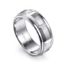 Austin - 14K White Gold 8mm - Carved Station Men's Wedding Band in Satin Finish
