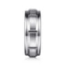 Austin - 14K White Gold 8mm - Carved Station Men's Wedding Band in Satin Finish