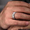 Austin - 14K White Gold 8mm - Carved Station Men's Wedding Band in Satin Finish