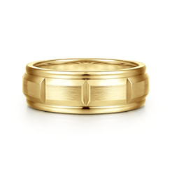 14K Yellow Gold 8mm Mens Wedding Band in Satin Finish