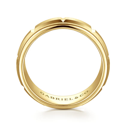 Austin - 14K Yellow Gold 8mm Mens Wedding Band in Satin Finish