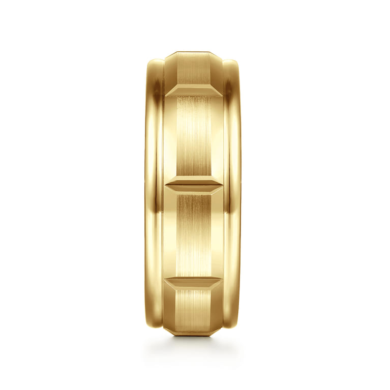 Austin - 14K Yellow Gold 8mm Mens Wedding Band in Satin Finish - Shot 4
