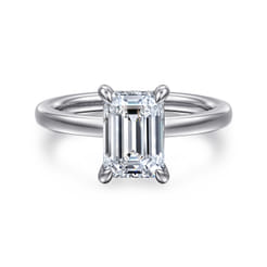Austria - 14K White Gold Hidden Halo Emerald Cut Diamond Engagement Ring