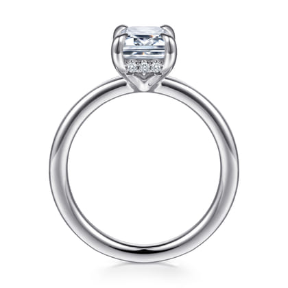 Austria - 14K White Gold Hidden Halo Emerald Cut Diamond Engagement Ring