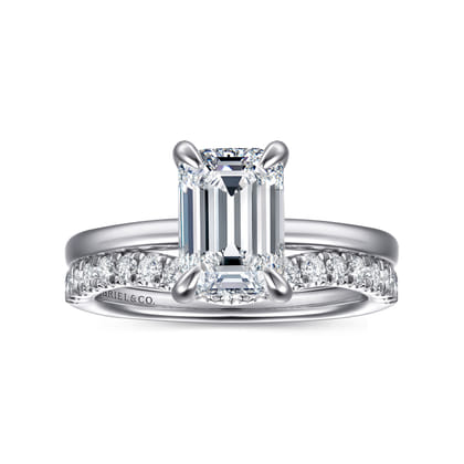 Austria - 14K White Gold Hidden Halo Emerald Cut Diamond Engagement Ring
