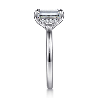 Austria - 14K White Gold Hidden Halo Emerald Cut Diamond Engagement Ring