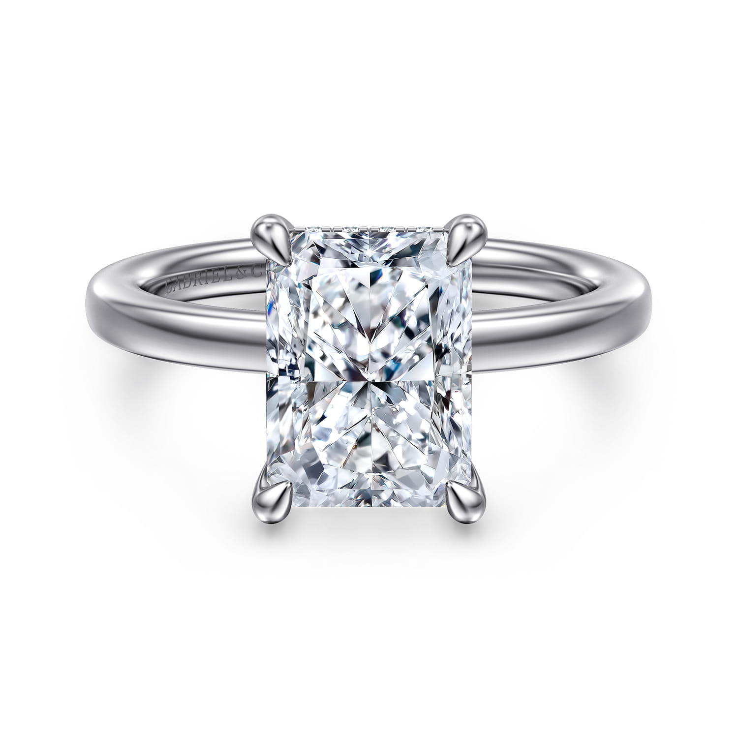 Austria - 14K White Gold Hidden Radiant Cut Diamond Engagement Ring