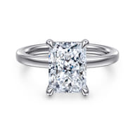 Austria - 14K White Gold Hidden Radiant Cut Diamond Engagement Ring