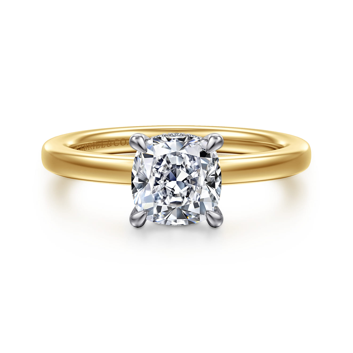 Austria - 14K White-Yellow Gold Cushion Cut Diamond Engagement Ring