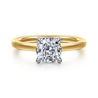 Austria - 14K White-Yellow Gold Cushion Cut Diamond Engagement Ring