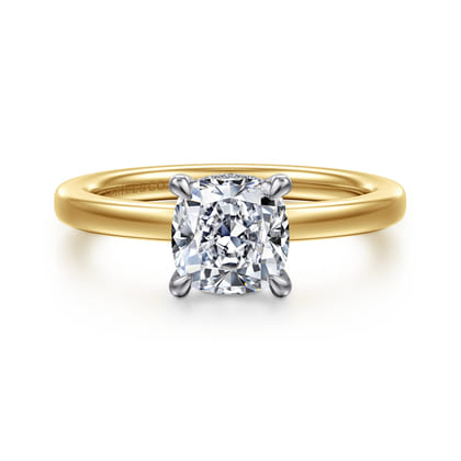 Austria - 14K White-Yellow Gold Cushion Cut Diamond Engagement Ring