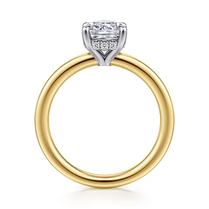 Austria - 14K White-Yellow Gold Cushion Cut Diamond Engagement Ring