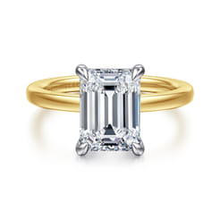 Austria - 14K White-Yellow Gold Emerald Cut Diamond Engagement Ring