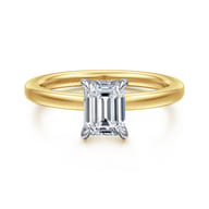 Austria - 14K White-Yellow Gold Emerald Cut Diamond Engagement Ring