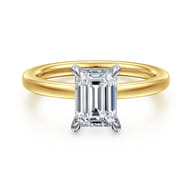 Austria - 14K White-Yellow Gold Emerald Cut Diamond Engagement Ring