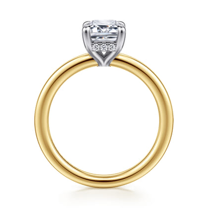 Austria - 14K White-Yellow Gold Emerald Cut Diamond Engagement Ring