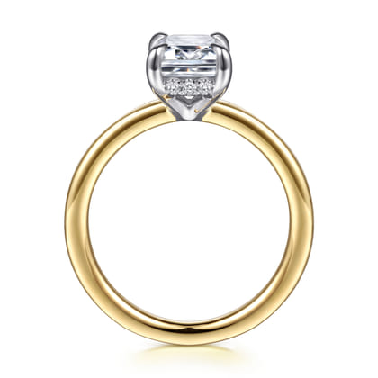 Austria - 14K White-Yellow Gold Emerald Cut Solitaire Diamond Engagement Ring