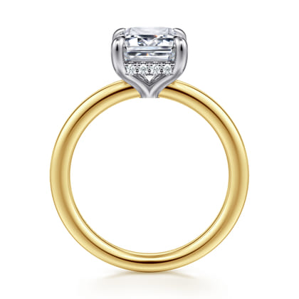 Austria - 14K White-Yellow Gold Hidden Halo Emerald Cut Diamond Engagement Ring