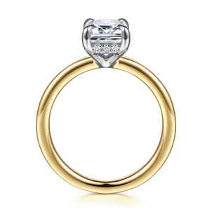 Austria - 14K White-Yellow Gold Hidden Halo Emerald Cut Diamond Engagement Ring