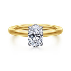 Austria - 14K White-Yellow Gold Hidden Halo Oval Diamond Engagement Ring